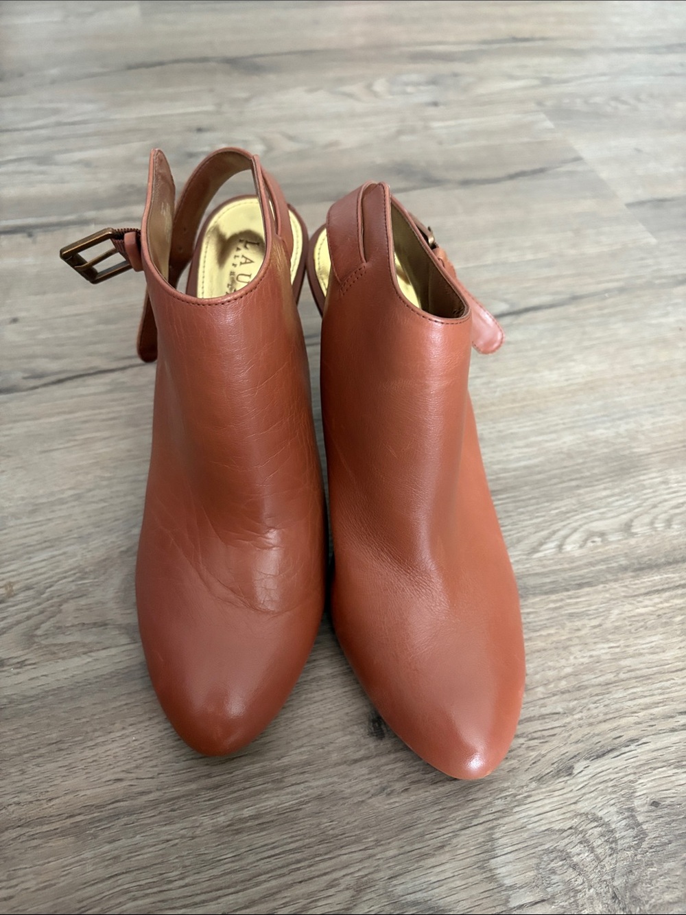 Lauren Ralph Lauren Rust Brown Leather Slingback Booties